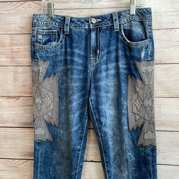 MISS ME AZTEC EMBROIDERED ANKLE JEANS - Picture 2 of 14